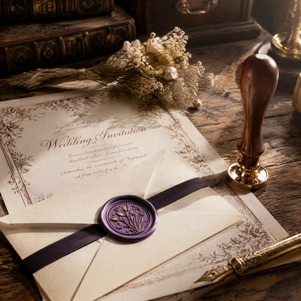 20 Pcs/set Zinc Zinc Zinc Alloy Wax Seal Stamp Set Golden Envelope Sealing Wedding Stationery