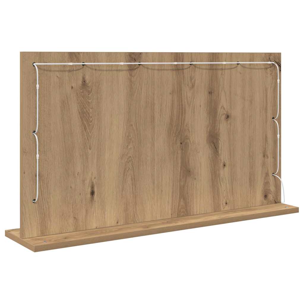 Rectangular Washbasin Mirror in Artisan Oak Finish 80 x 45 x 18 cm