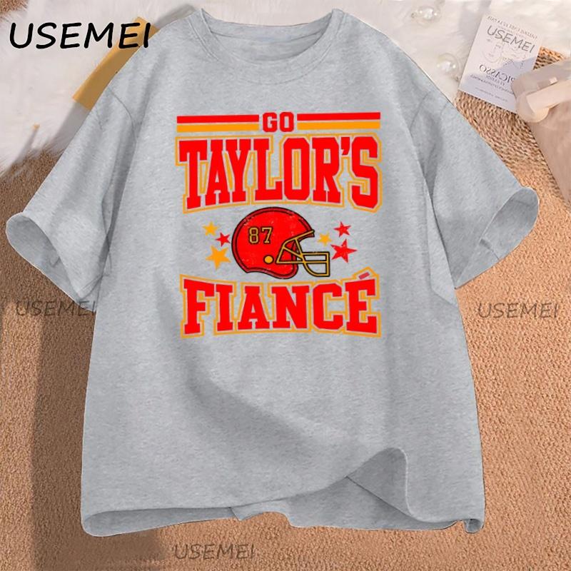Go Taylors Fiance T Shirt Football Game Day Tshirt Crewneck Short Sleeve Printed Tshirt Womens Clothing Streetwear Y2k Tees