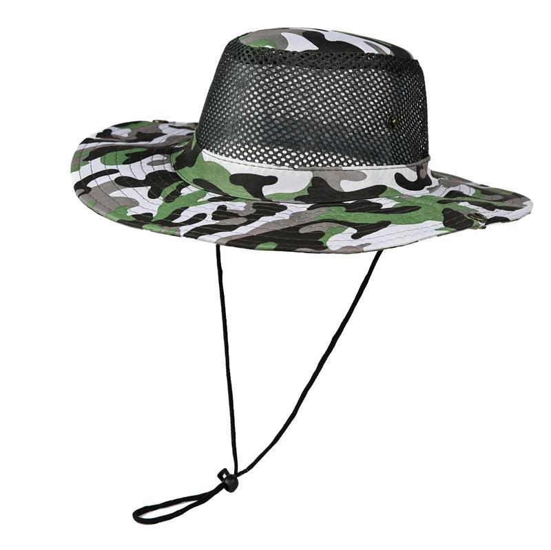 Upf50+ Men'S Fishing Hiking Cap Breathable Mesh Sun Hat Adjustable Outdoor Camping Cap Lightweight Windproof