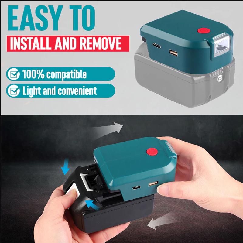 Для Makita 14,4 В/18 В львиная батарея, двойной USB-конвертер, порт со светодиодным прожектором, уличный фонарик для батарей Makita