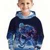 Boys' 3D Digital Printed Neon Ice Hockey Storm Hoodie - Vibrant Ice Hockey Player with Ice Crystal Design