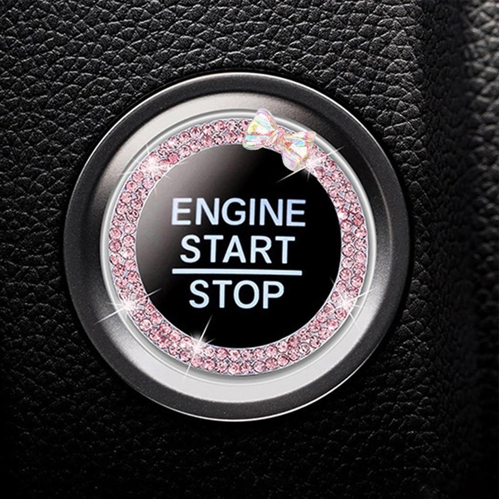 Декоративное кольцо для кнопки старт-стоп двигателя автомобиля - Кольцо для кнопки запуска двигателя автомобиля | Кольцо для кнопки старт-стоп двигателя с точками из страз | Зажигание с кнопкой пуска