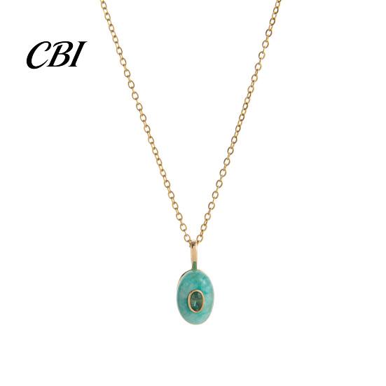 Fashionable Neckpiece Stone Pendant Necklace, Oval or Hexagonal Charm Geometric Exquisite Necklace Gift for Her Wife Girlfriend Charming