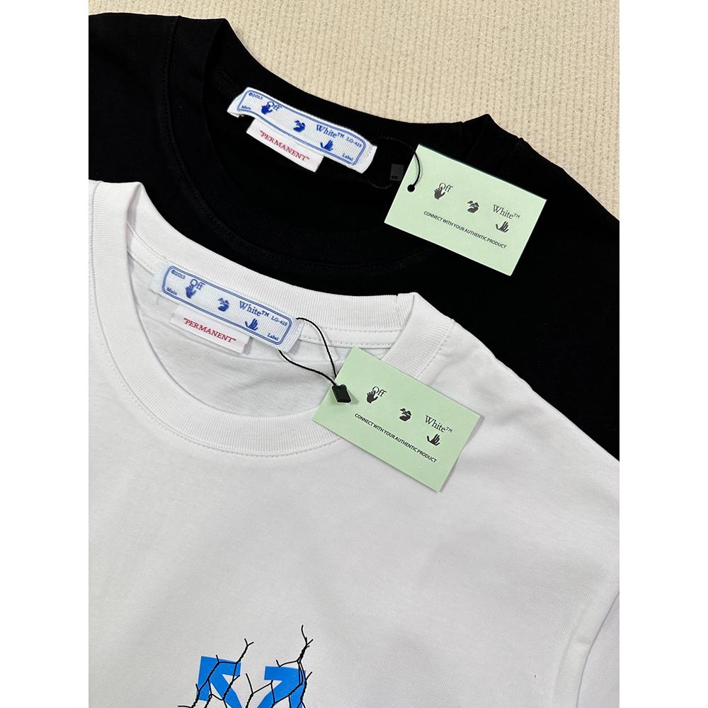 Off-White Летняя новинка 2025 года с принтом Lightning Blue Arrow, классическая футболка с короткими рукавами для мужчин и женщин