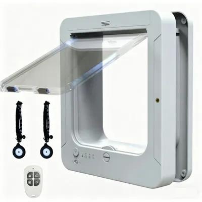 Zoomtopia Multi-Cat RFID Cat Flap with Selective Entry and Exit, White, Two Chips and Remote Control