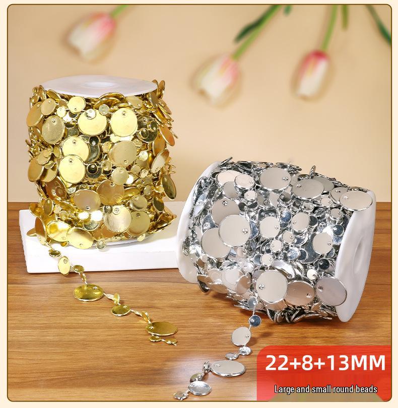 Gold & Silver Electroplated Bead String for DIY Christmas Tree Decorations