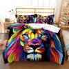 Принт Красочный Лев Тигр Постельное белье Европейский узор Набор пододеяльников Размер Квин Кинг 2/3 шт. Постельные принадлежности Постельное белье Для мальчиков Девочек