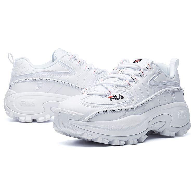 Fila Снаряжение Ткань Синтетическая кожа Модные Уличные виды спорта Амортизирующие Износостойкие Низкие Повседневная обувь Женская Повседневная обувь Белый F12W044122FWT