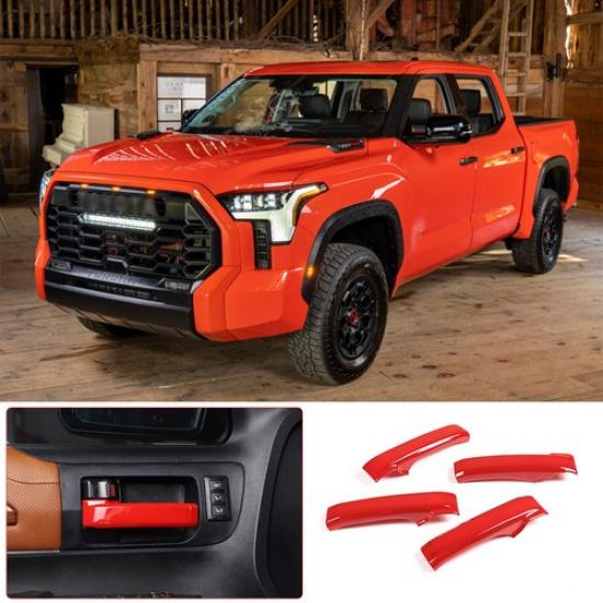 4pcs For Toyota Tundra 2007- Red ABS Inner Door Handle Cover Trim