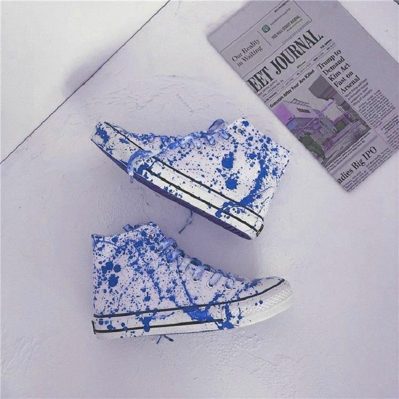 Модные красные стильные грязные туфли унисекс для мужчин граффити поддельные кровавые кроссовки из парусины для мальчиков высокие кроссовки дизайнерская мужская обувь