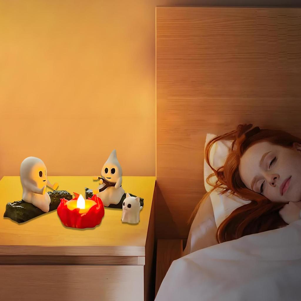 Призрачный костер Мерцающий ночник Хэллоуин Беспламенная лампа Портативный призрачный костер Ночник От заката до рассвета Светодиодная лампа Дом