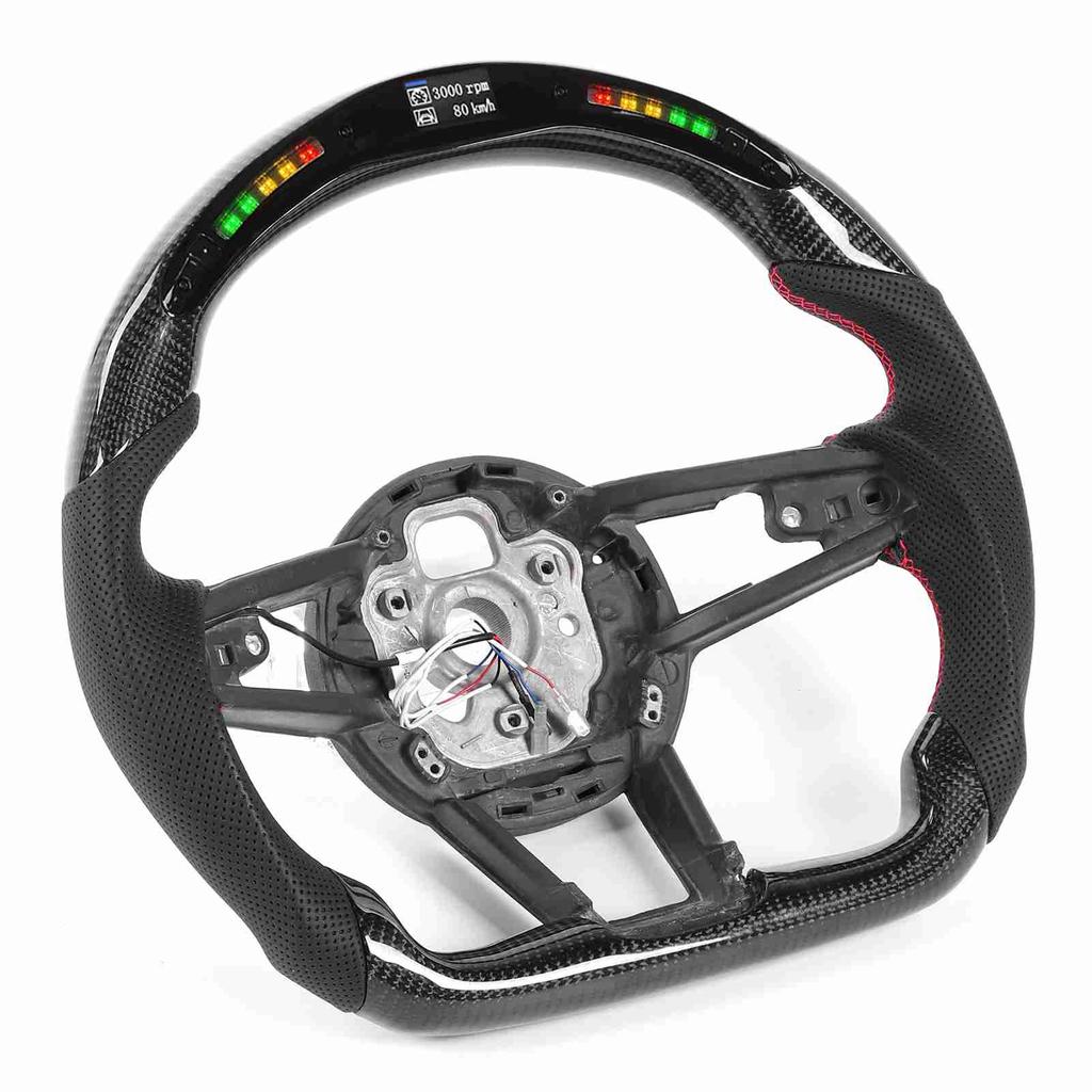Carbon Fiber LED Shift Lights Display Steering Wheel Fit for MK2 TTS TTRS MK3 2015+