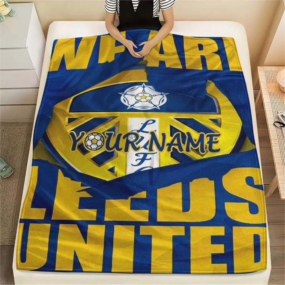 1PC Leeds Crest Custom Name Patterned Flannel Blanket Suitable For All Seasons For Home Decor Warmth And Comfort Gifts Holiday Present