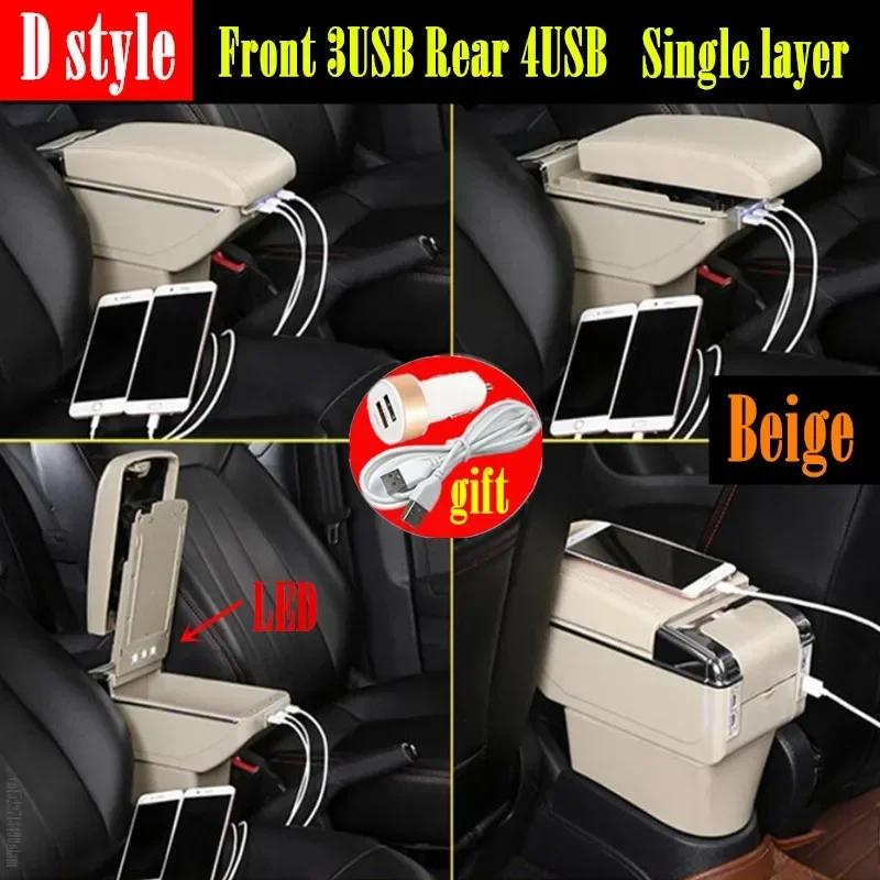 For Ford Focus mk1 Armrest Box For For Ford Focus mk1 Universal Car Armrest nterior Parts Center Storage box with USB LED light
