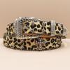 Cross Belt Leopard Print Western Rhinestone Belt Personalized Denim Woman Rivet Jeans Belt