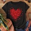 Heart Print Crew Neck T-Shirt Casual Short Sleeve Top For Spring & Summer Women's Clothing