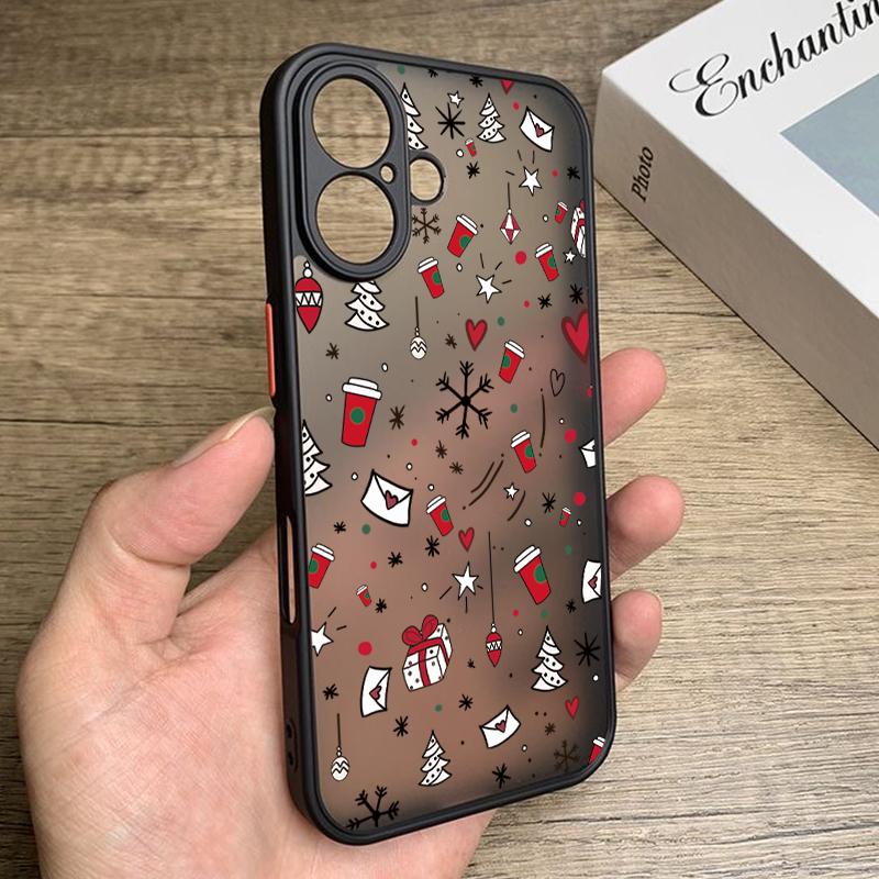 Christmas New Year Print Case For iPhone 17 Air 16e 16 15 14 Pro Max 13 Shockproof Soft Edge Hard PC Matte Phone Cover