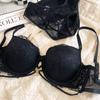 New Women Underwear Sexy Hollow Push Up Bra Set Lace Flowers Embroidery Brassiere and Panties Set Female Black Romantic Lingerie