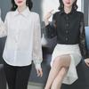 2025 Women's Trendy Long Sleeve Chiffon Shirt, Versatile Burnout Fabric, Simple Single-Breasted Design