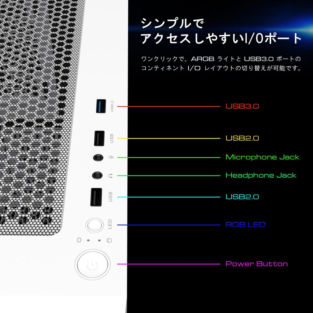 Корпус игрового ПК GAMDIAS TALOS E3 White, корпус Mid Tower ATX, панель из закаленного стекла, 3 вентилятора ARGB 120 мм, без инструментов, окно для установки, поддержка материнской платы до