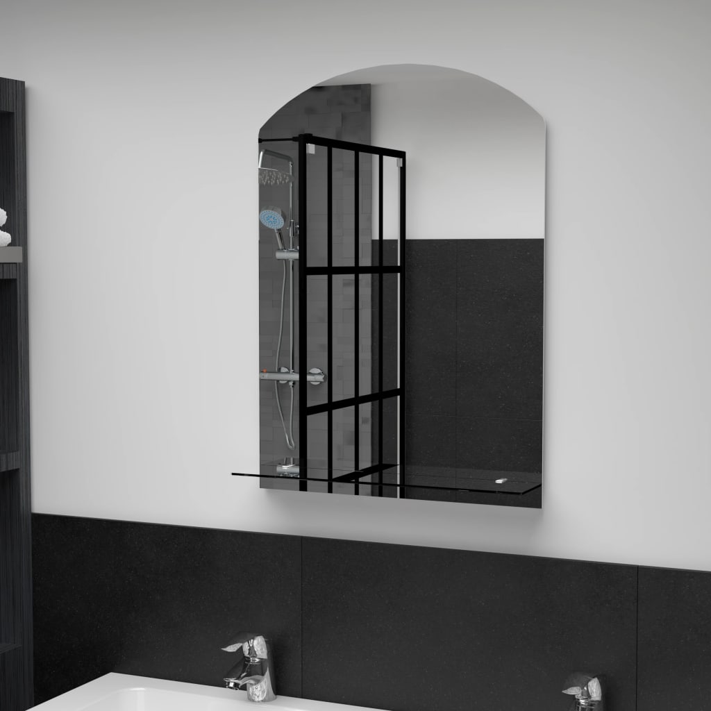 Wall Mirror with Shelf 50*70 cm Tempered Glass