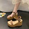 New Summer Fashionable Wedge Comfortable Wear-Resistant Buckle Sandals Thick Sole Solid Color Suede Women