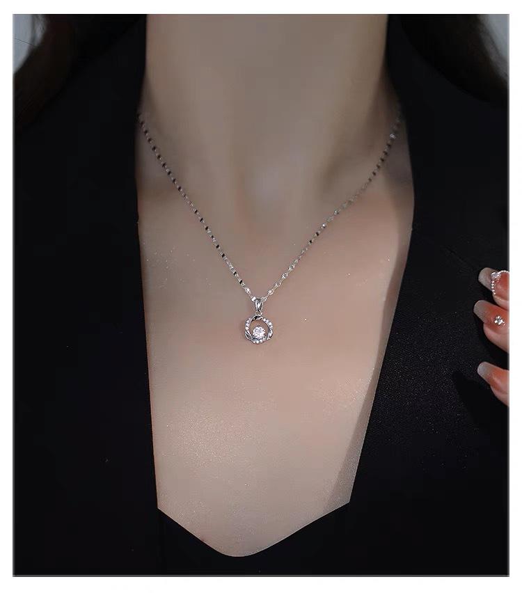 Ожерелье из стерлингового серебра с подвеской в виде кольца Мёбиуса и модной цепочкой с цветком на ключицу