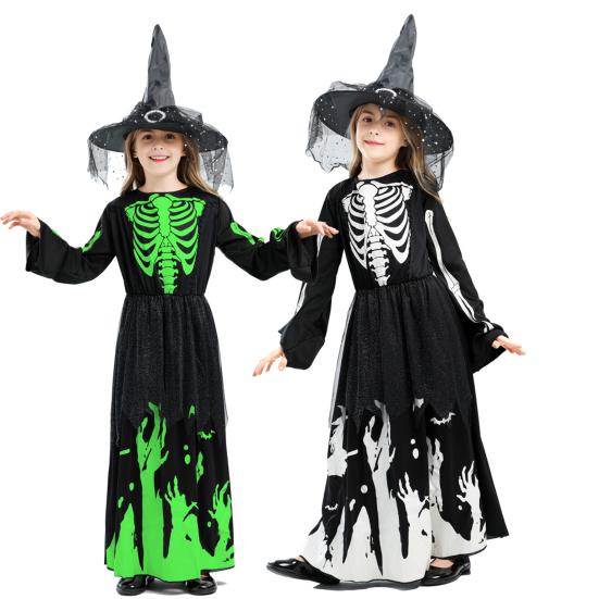 Светящийся в темноте костюм ведьмы, наряд для косплея на Хэллоуин для детей, унисекс, мантия для выступлений на вечеринках и фестивалях на Хэллоуин