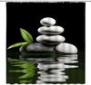 Шторка для душа Zen Garden Спа Зеленый Бамбук Черный Камень Фиолетовый Цветочный Лист Вода Природа Японский Азиатский Ванная Комната Домашняя Шторка