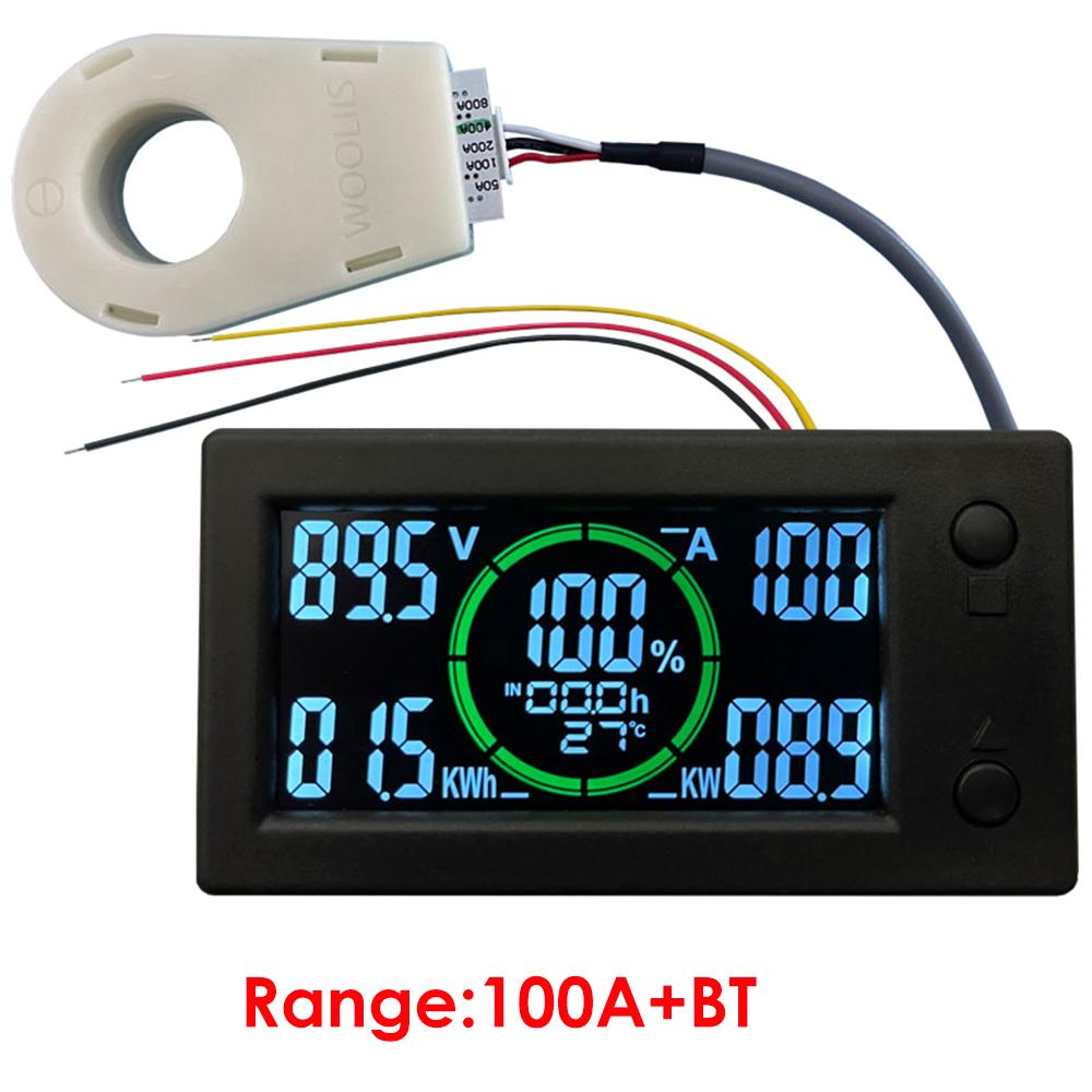 50A 100A 200A 400A STN LCD Hall Coulomb Meter Counter Voltage Current Capacity Power Indicator Display Battery Monitor For Car