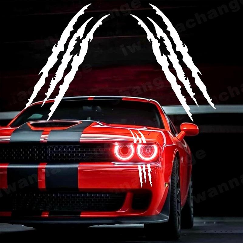 2pcs Monster Claw Markings Car Headlights Stickers,stripe Scratches,decals,vinyl Suitable for Sports,pickup Trucks,motorcycles
