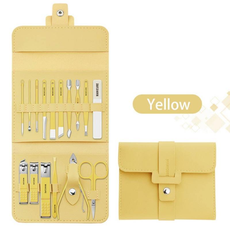 Portable Nail Clippers Nail Clippers Pedicure Tools Scissors Ear Spoon Set Folding Bag 12-16 / Set
