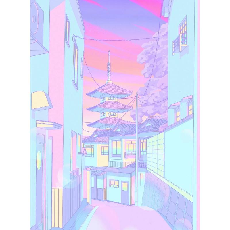Classic Abstract Aesthetics Wall Art 80s Neon City Street Steam Wave HD Oil On Canvas Posters And Prints Home Bedroom Decor Gift
