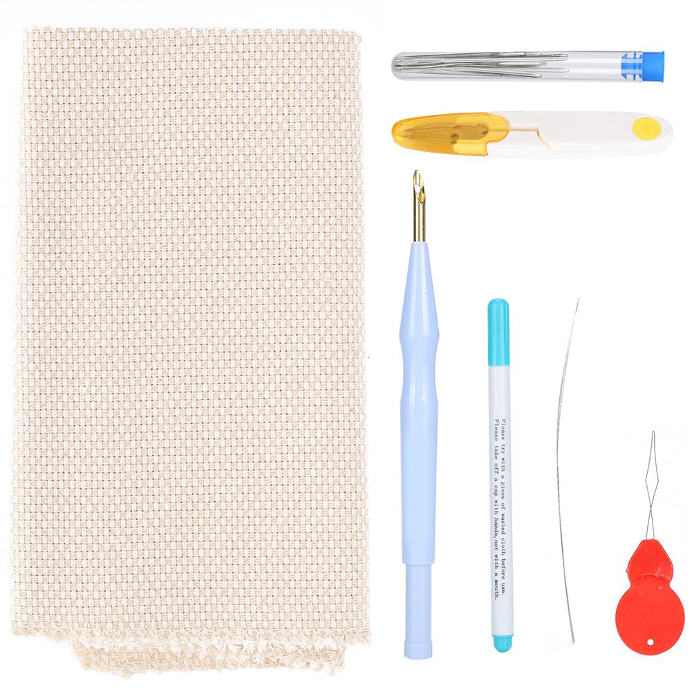 Набор для вышивания Punch Needle DIY Толстая шерстяная пряжа с латунной иглой Набор инструментов с ножницами