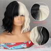 LISI HAIR Женский короткий парик из синтетического волокна с челкой Получерный наполовину белый парик Хэллоуин Косплей Парик Лолиты