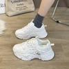 Spring New Sports Dad Shoes Platform Women's Little White Single Shoes Korean Version Color Matching Lace-up To Increase Height Casual Running
