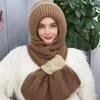 Зимний вязаный комплект шапка и шарф, большой окружности головы, эластичный, теплый, шапка для катания