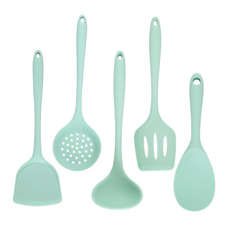 Набор из 5 кухонных лопаток и ложек Nordic Green Silicone с антипригарным покрытием