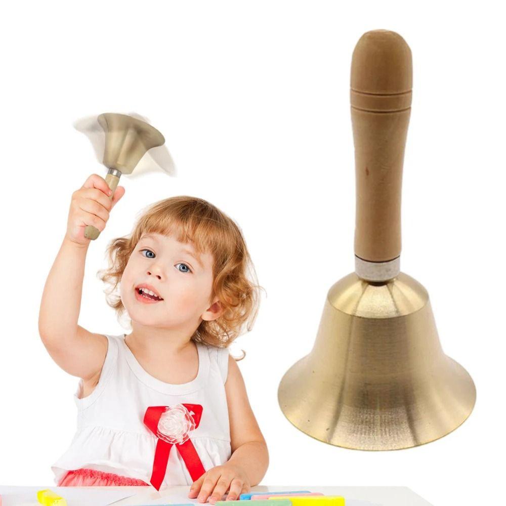 Multi-Purpose Super Loud Hand Bell Wooden Handle Brass Ringing Handbells Home