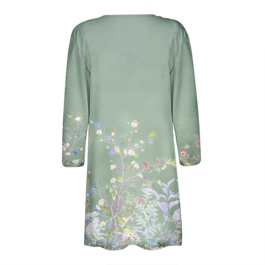 Женский модный свободный повседневный кардиган с карманами и принтом, куртка с рукавами из семи частей, топ