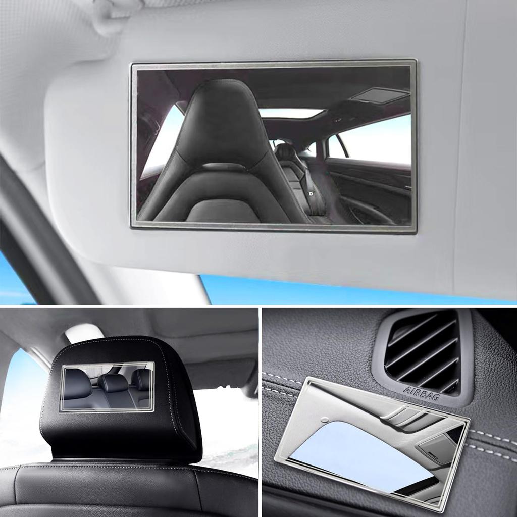Car Sun Visor Vanity Mirror Stainless Steel Auto Makeup Mirror Unbreakable Rear View Sun Shading Cosmetic Mirror