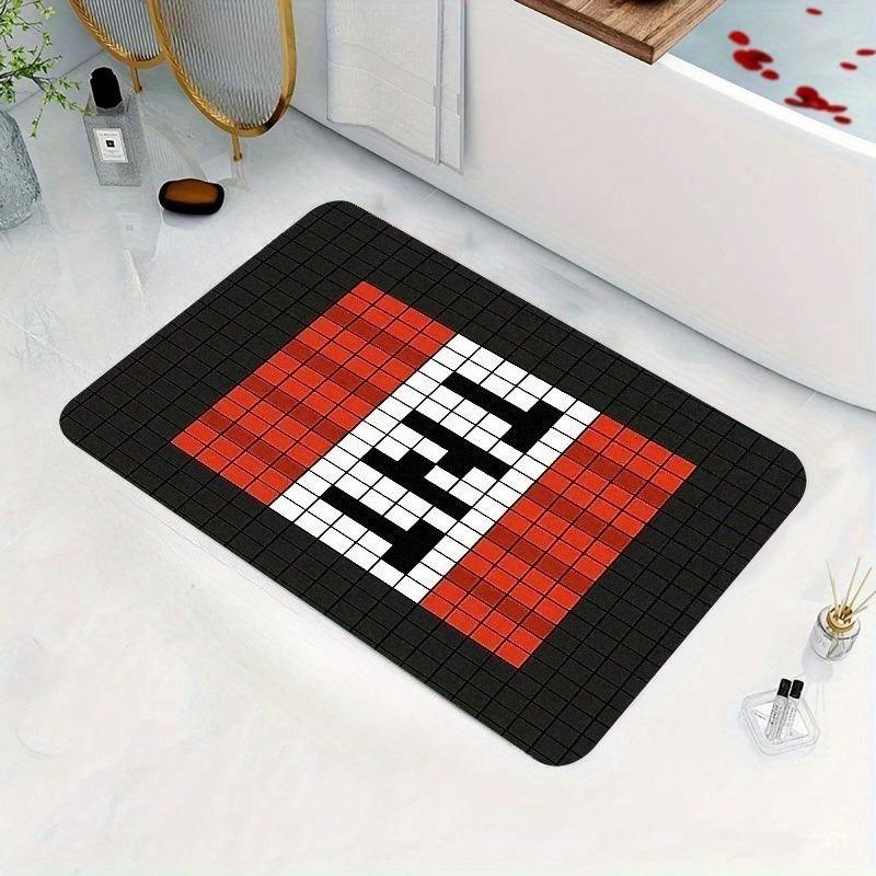 TNT Pixel Game Block Mat Carpet, Retro 8-Bit Design Non-Slip Polyester for Living Room Bedroom Game Room Entryway Decor