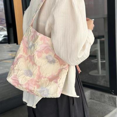 Винтажная 3D рельефная одноплечевая сумка-подмышка для женщин, универсальная и портативная холщовая сумка большой вместимости для лета