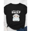 Футболка с принтом «I Dont Give A Sheep» для женщин с коротким рукавом и круглым вырезом, свободная женская футболка, женская футболка, топы, одежда, женские футболки
