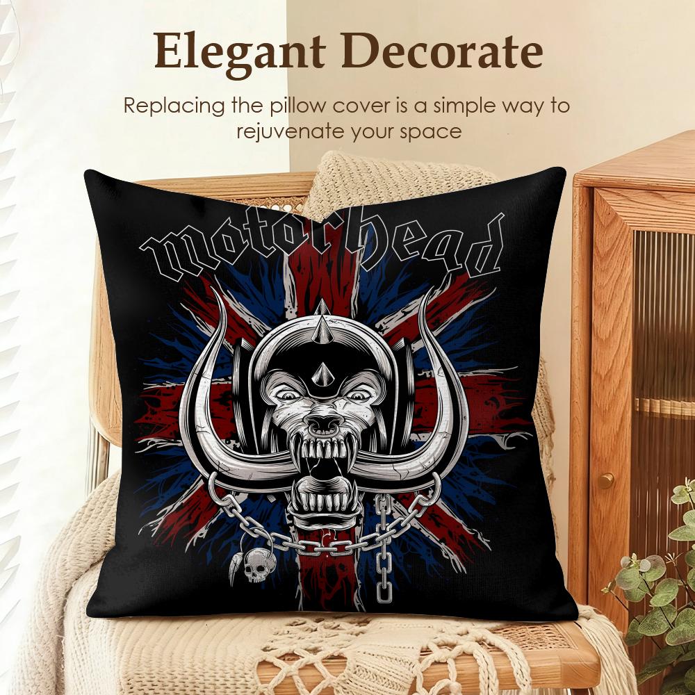 Band MMotorhea Cushion Cover Natural Linen Organic Fabric DoubleSided Printing Sofa Home Decor Gift Pillow Case