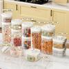 Vintage Airtight Storage Jar Clear Plastic Food Container with Pop Lid Stackable One Button Opening Kitchen Storage Organizer for Cereal