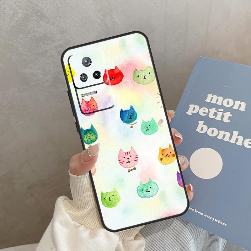 Милый Мультяшный Чехол-Кошка Для Xiaomi 15 14 Ultra 13T 14T 15T Pro 17 Pro Max POCO X7 X3 X5 X6 F5 F6 F7 F8 Pro Обложка