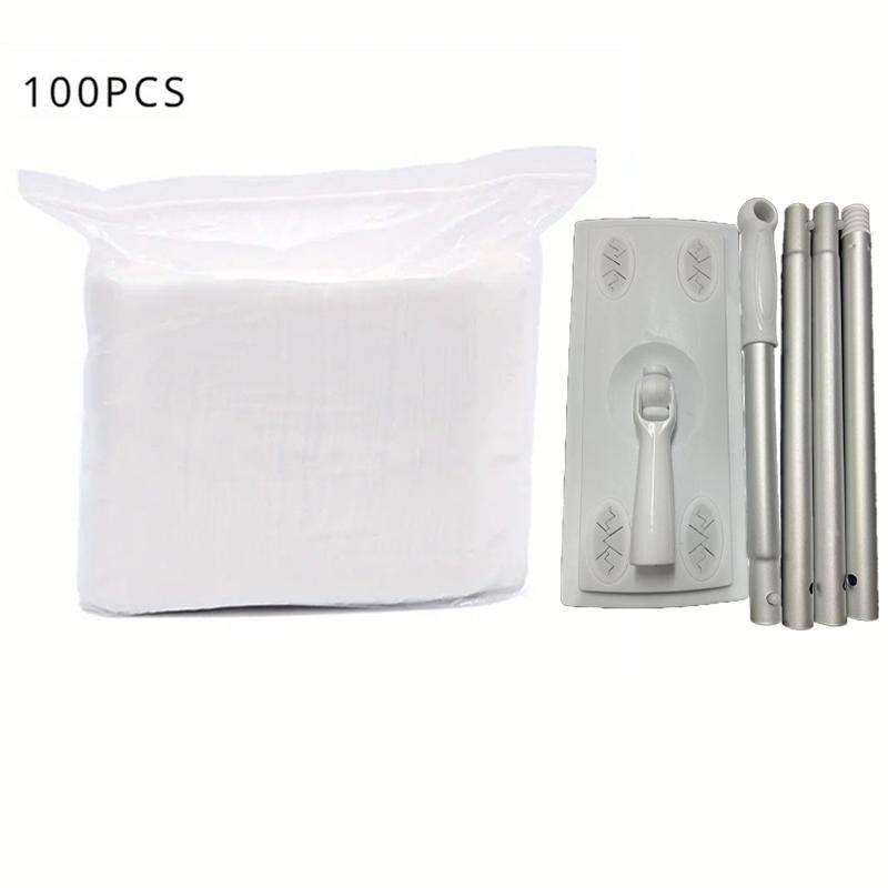 100Pcs [plain Weave] Disposable Home Dust Removal Cloth Anti Static Mop Pad Floor Tile Duty Dry Sweeping Cloths/ Assemble Mops