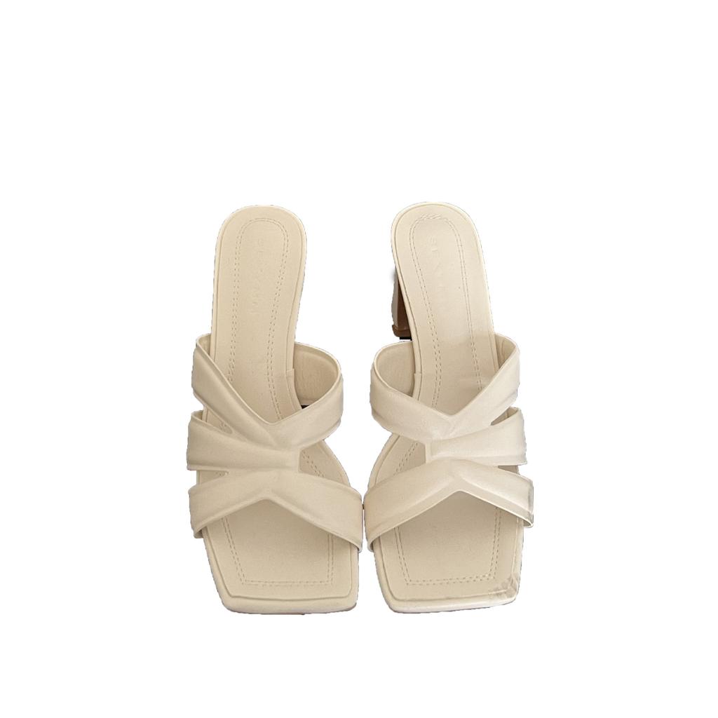 High Heeled Sandals Women'S Thick Heel Summer New Cross Strap Cool Slippers Fashionable And Simple High Heeled Slippers